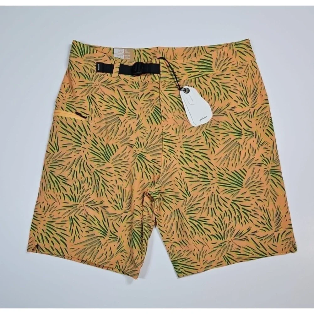prAna Mens Rock Shock Aura Glow Fronds Unlined Board Shorts‎ Size 30 NWT